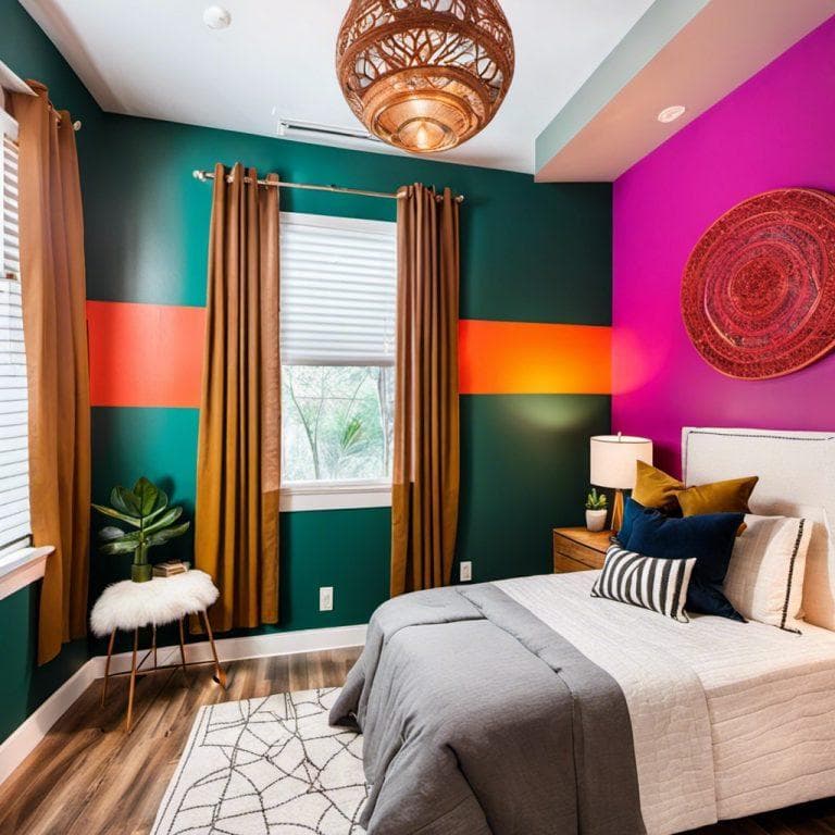 Colorful kids bedroom wall design with playful murals, vibrant paint colors, wallpapers, educational graphics and modern childrens room interiors.