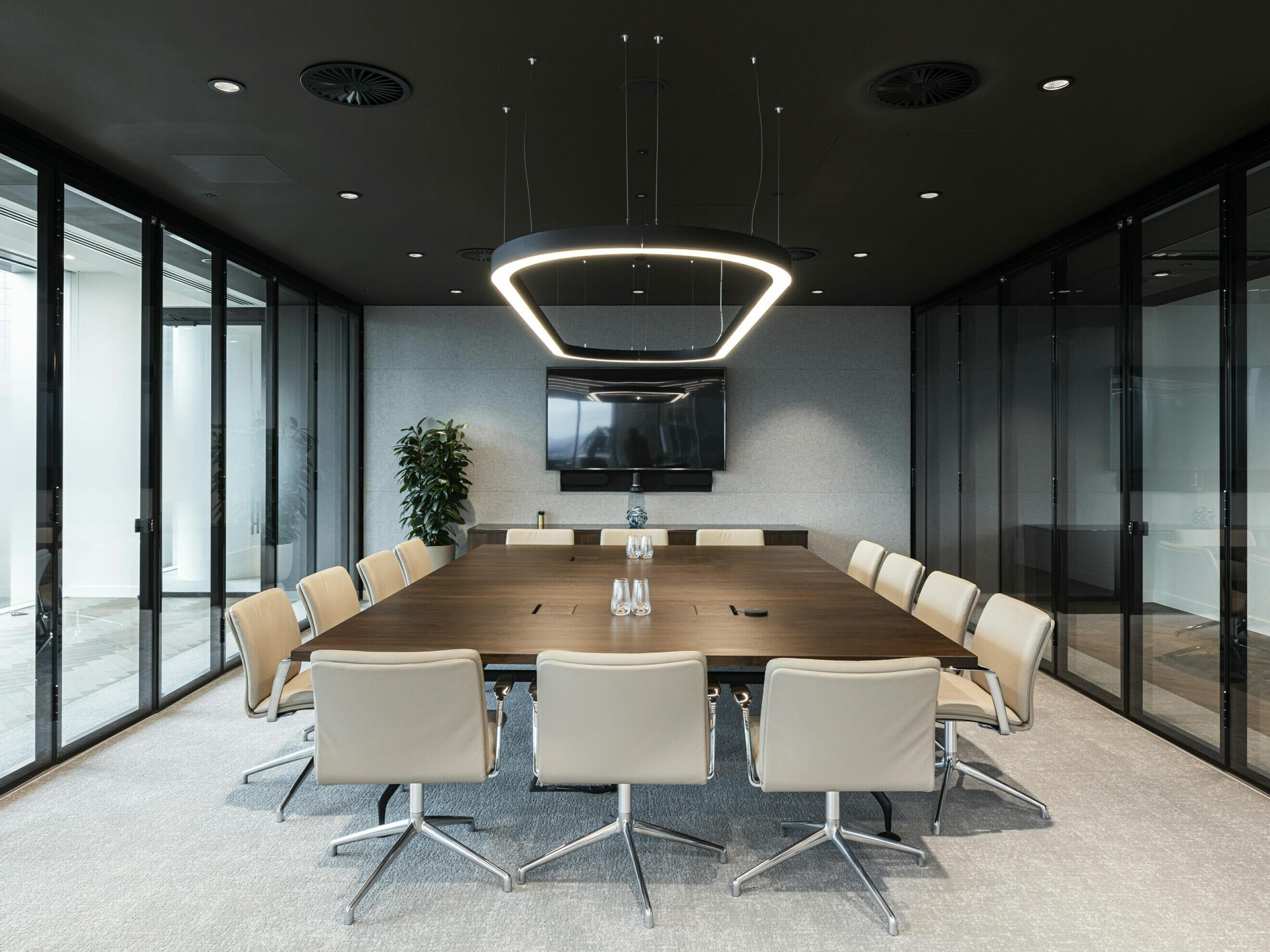 Modern corporate office interior with luxury workspace design