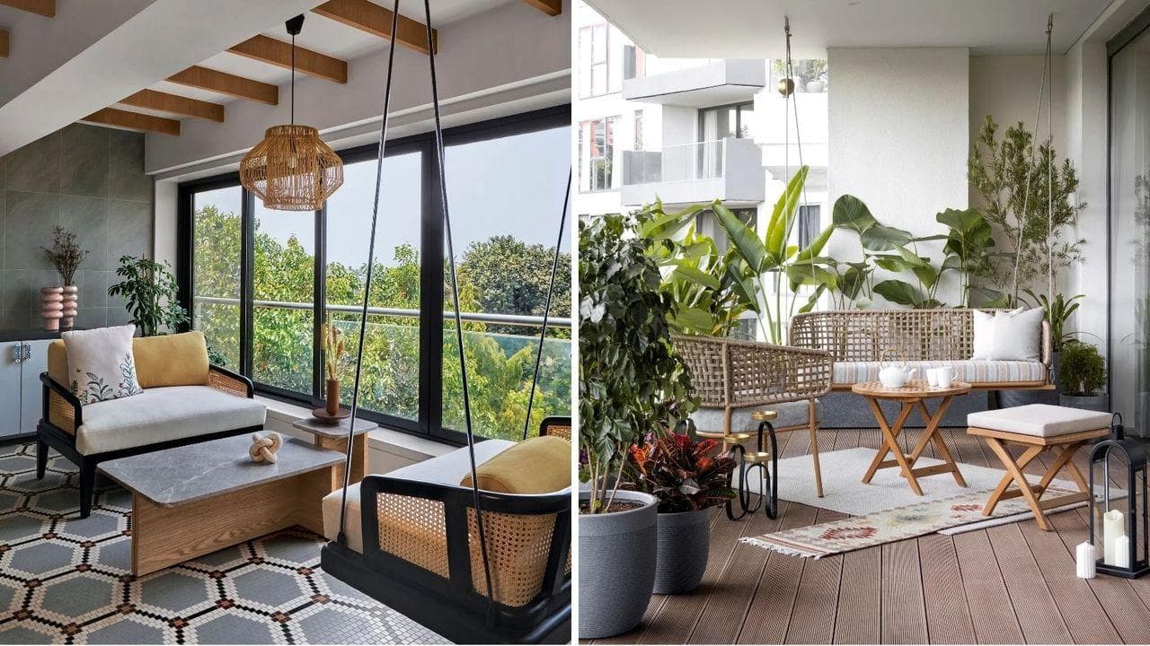 Balcony integrated with living room using sliding glass doors