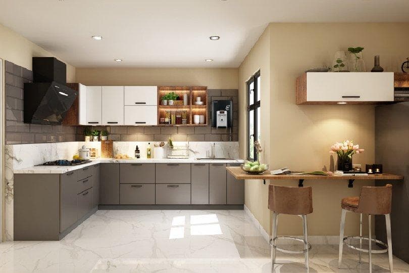 Modern L-shaped kitchen design for small apartments