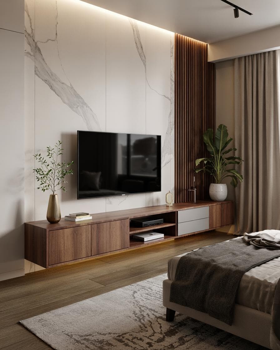 Floating console with LED lighting effect
