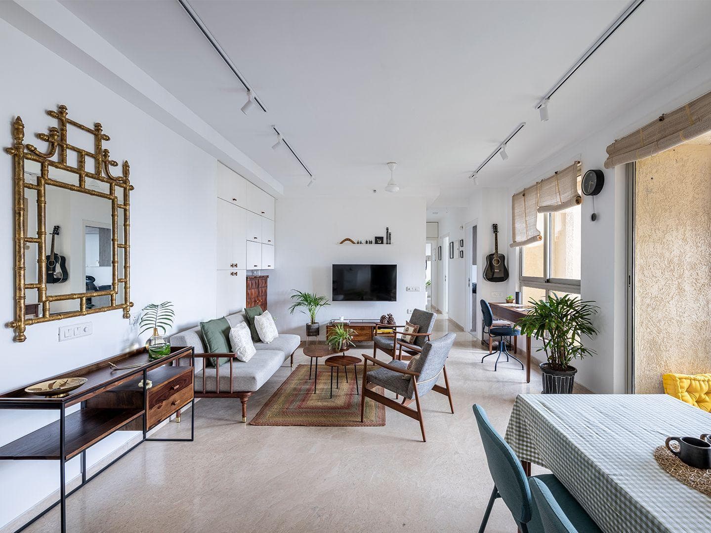 Minimal living room setup with neutral colors