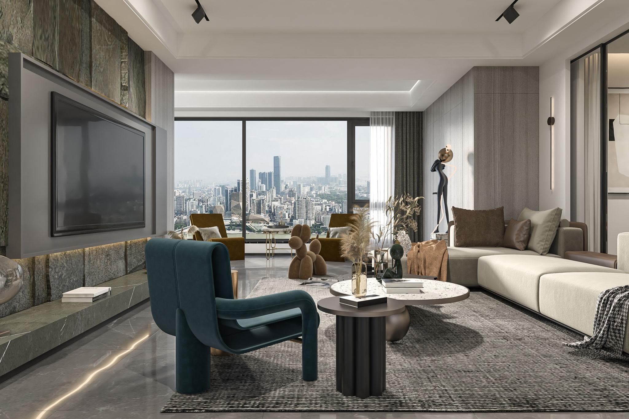 Accent wall in modern living room design
