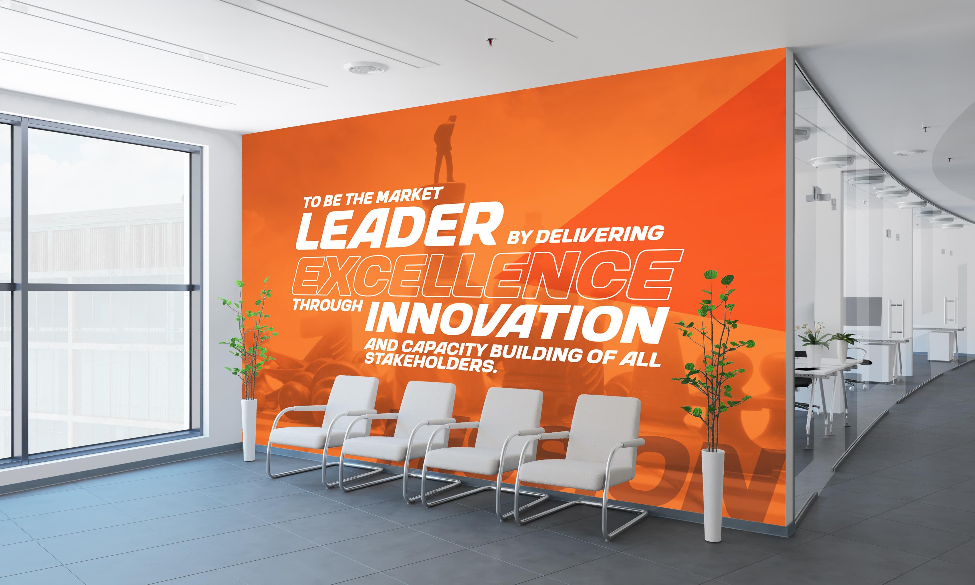 Digital branding wall in office reception