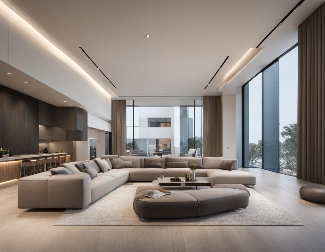 Open layout planning in modern apartment interiors focuses on creating spacious, connected environments by removing unnecessary walls and optimizing space flow. This design approach enhances natural light, improves ventilation, and creates a seamless connection between living, dining, and kitchen areas. Using smart zoning techniques like furniture placement, lighting, and material transitions, open layouts maintain functionality without compromising privacy. Ideal for urban apartments, this concept improves usability, aesthetics, and overall living experience while making spaces feel larger and more inviting.
