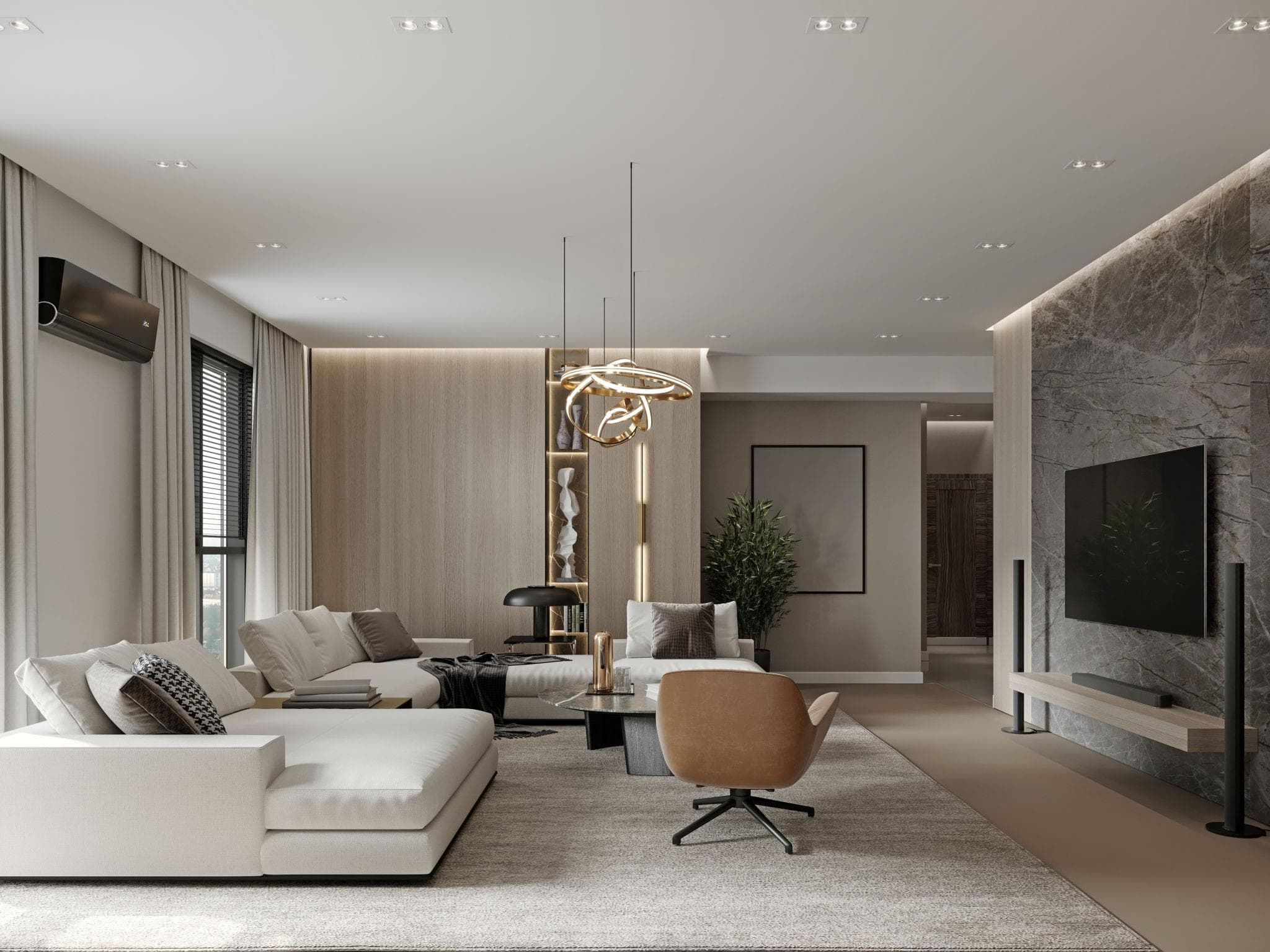 Neutral color palettes in modern apartment interiors focus on creating calm, elegant, and timeless living spaces. By using shades like beige, grey, ivory, and soft earth tones, designers can enhance natural light and make spaces feel more open and spacious. Layering different textures and tones prevents monotony while maintaining visual harmony. This design approach is ideal for urban homes, offering flexibility in styling, easy maintenance, and a sophisticated aesthetic that remains relevant over time.