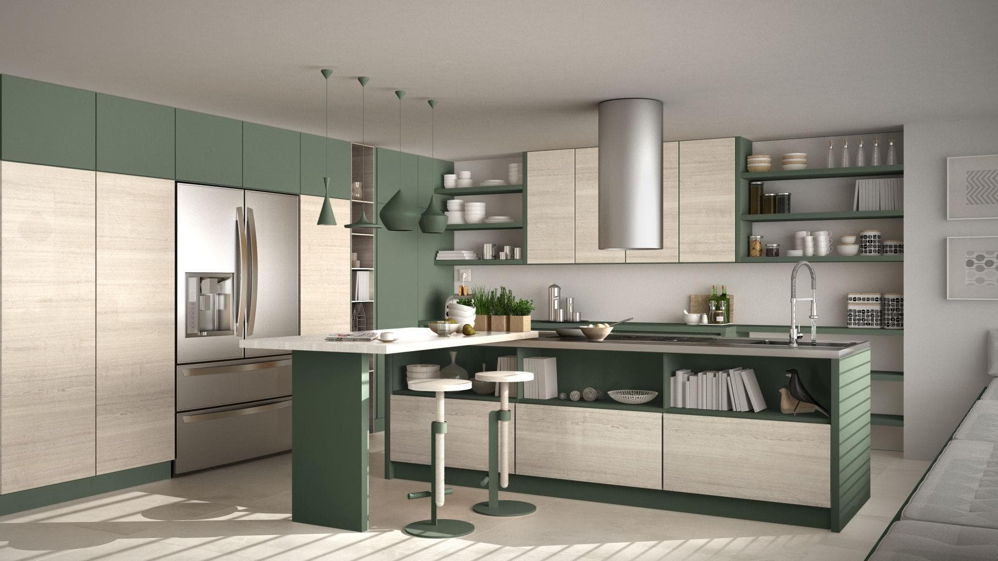 Japandi style modular kitchen interior in Baner Pune with wooden textures and minimalist design