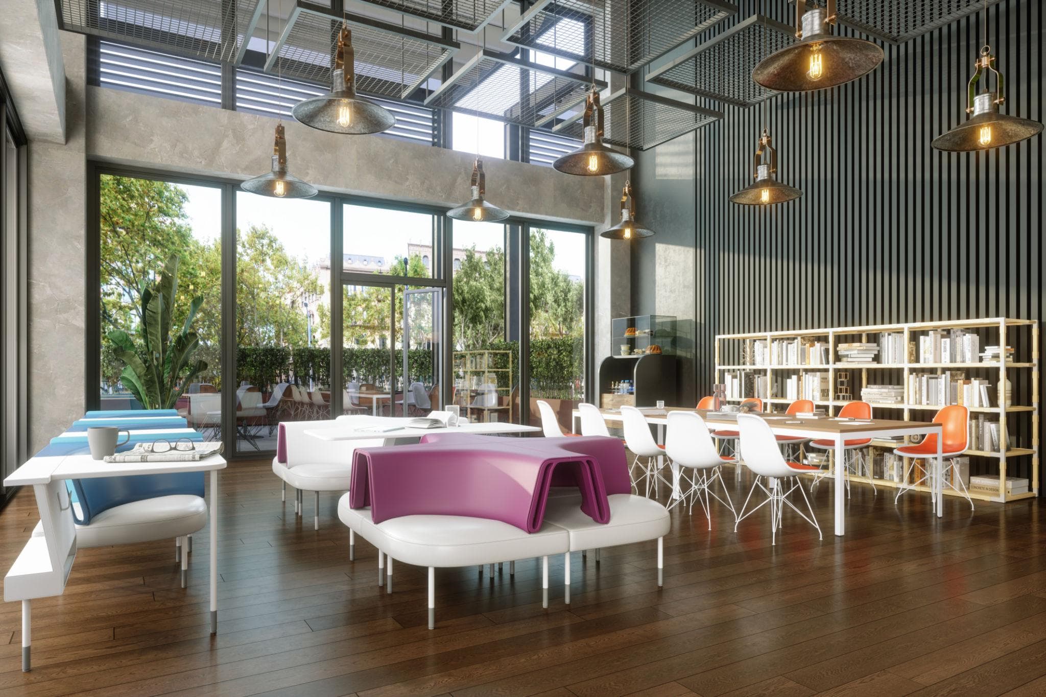 Boho style cafe interior design in Bhopal with aesthetic decor and warm lighting