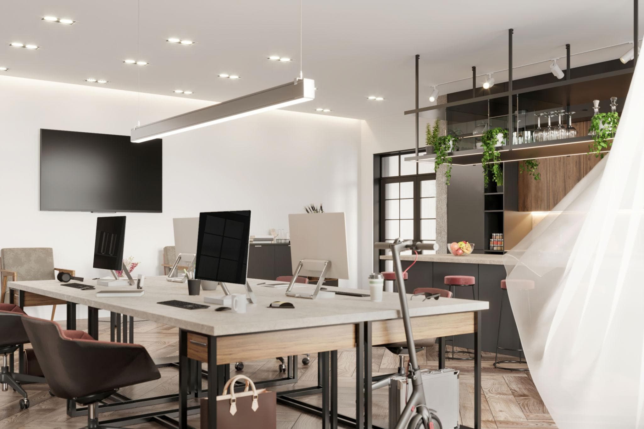 Modern coworking office interior design in Noida with collaborative workspace and premium seating