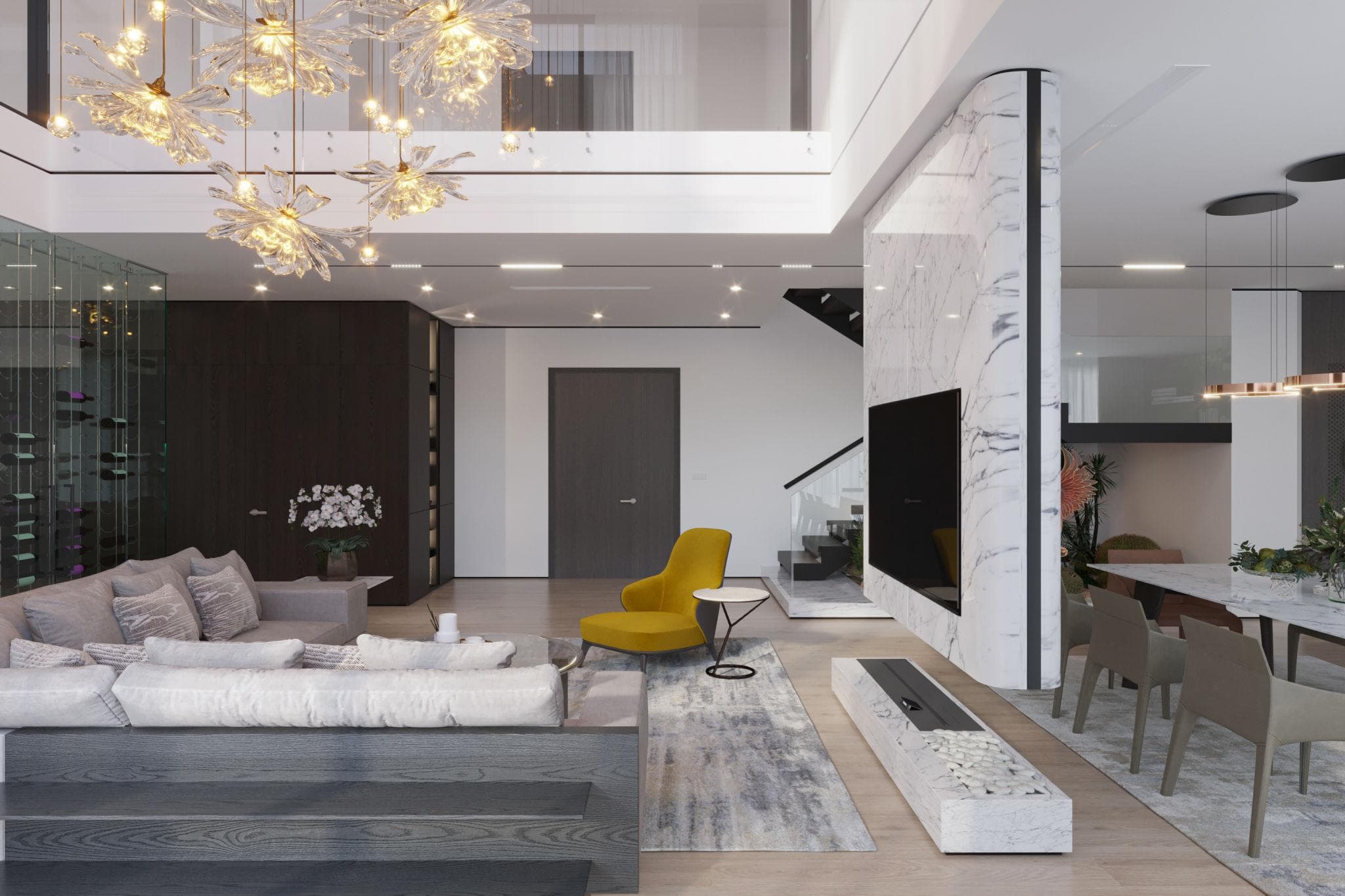 Luxury smart villa interior design in Bangalore with automated lighting and premium modern decor
