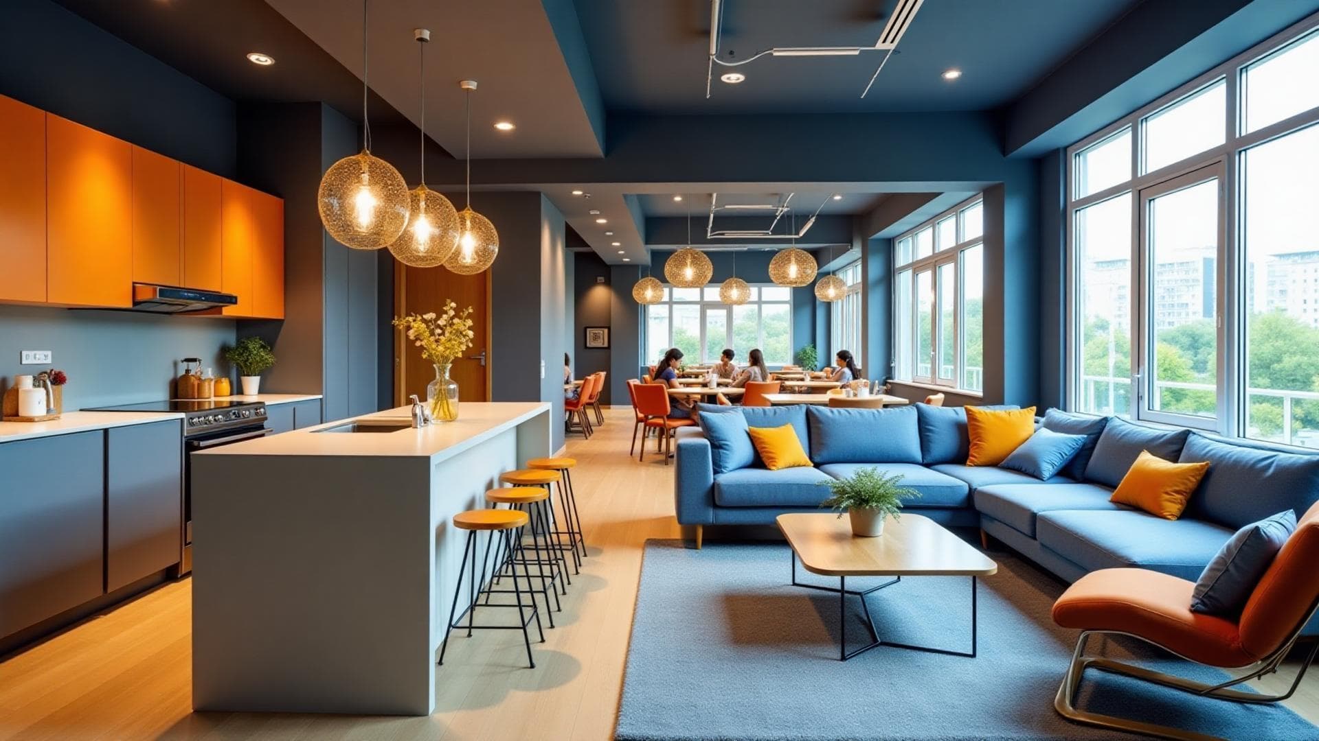 Luxury co living interior design in Bangalore with premium common lounge and modern shared spaces