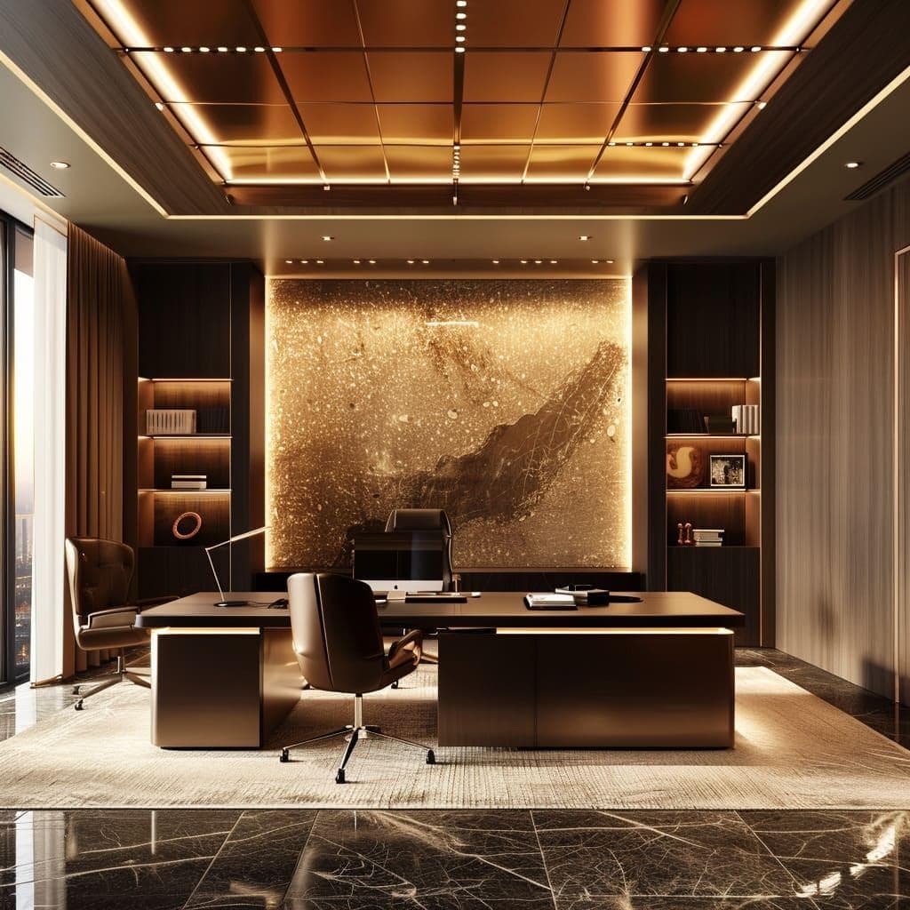 Modern corporate office interior with luxury workspace design